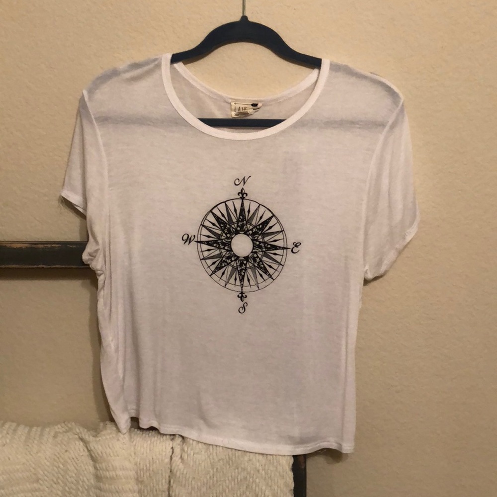 White compass tee shirt